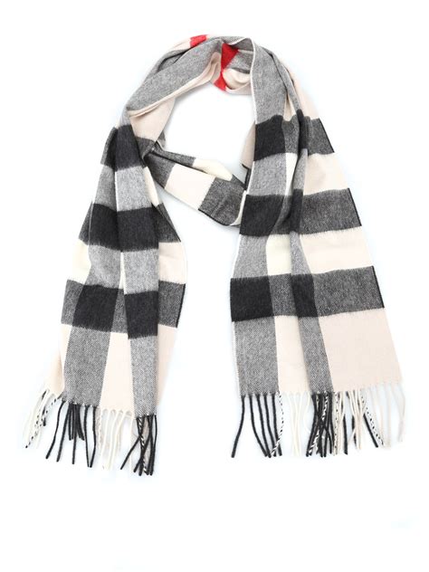 Burberry Half Mega Check Cashmere Scarf, Stone 